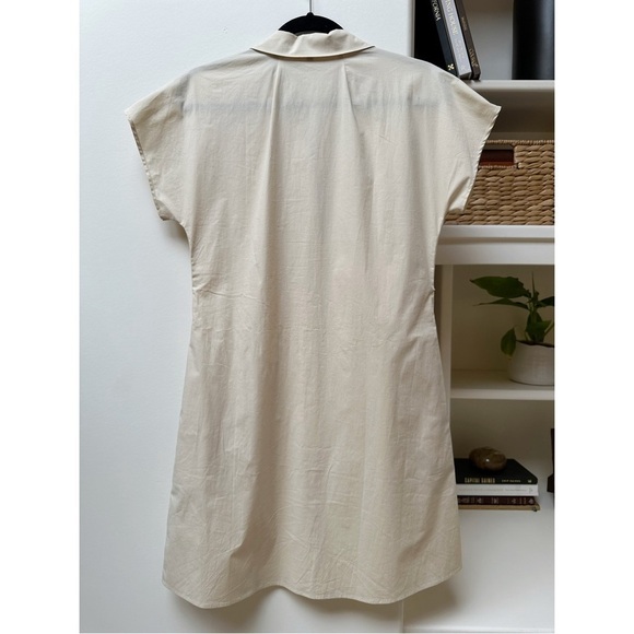 Theory Nude Tan Dolman Poplin Button Down Shirt Dress NEW - Picture 2 of 9